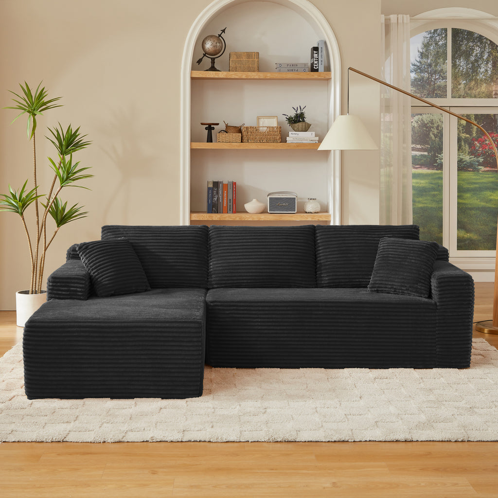 L-Shaped Cloud Sectional Sofa with Deep Seat,No Assembly Required,Modular Couches Sleeper for Living Room,Bedroom,Apartment,Black - Grand Goldman Shop