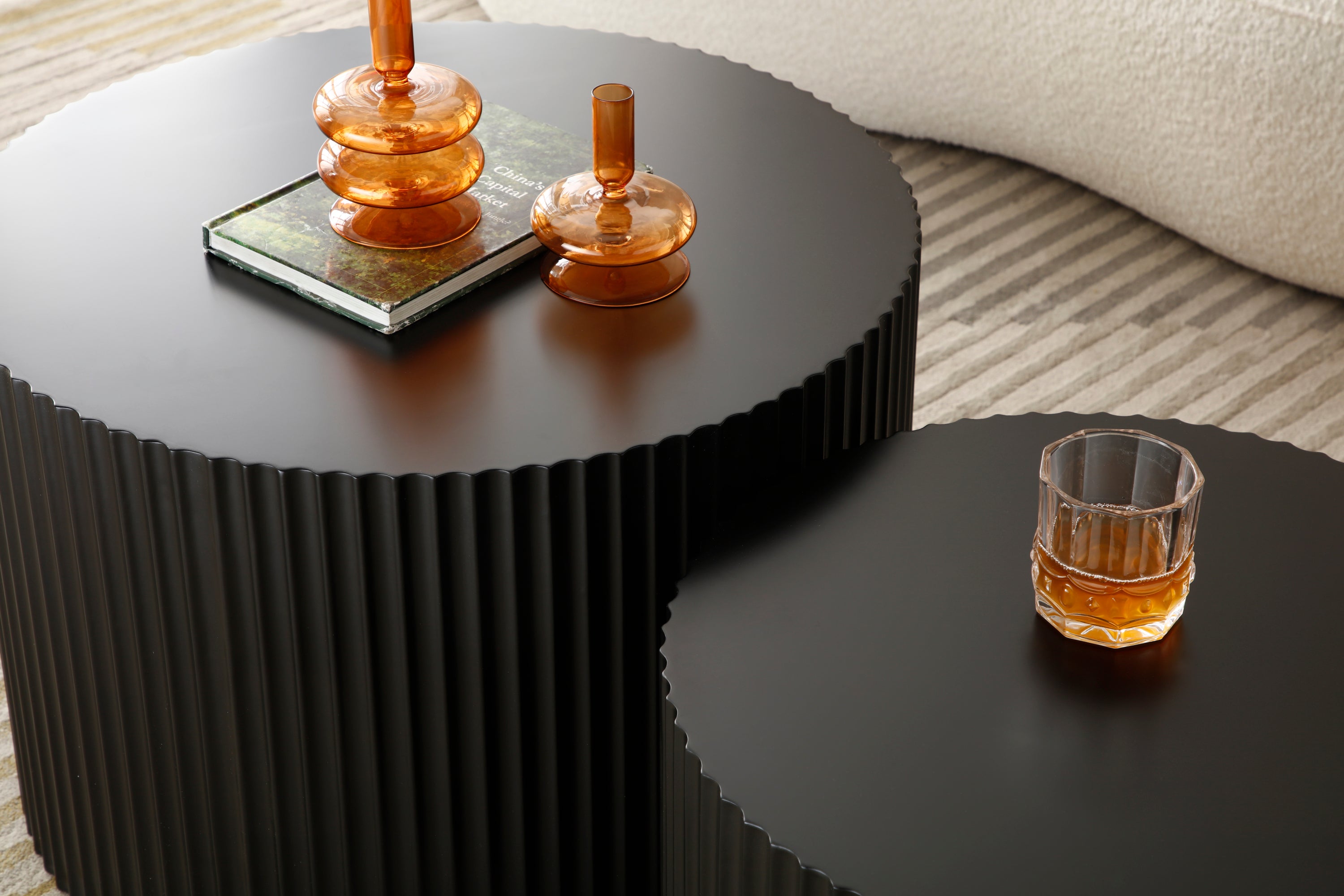 Nesting Table Set of 2, MDF Coffee Table set for Living Room/Leisure Area,Black(Same Sku:W876P252128) - Grand Goldman Shop