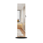 360°Swivel Jewelry Cabinet with Full Length Mirror, 360°Rotating Standing Jewelry Armoire Organizer, Lockable Storage Cabinet, Interior Lighted Mirror, Black - Grand Goldman Shop