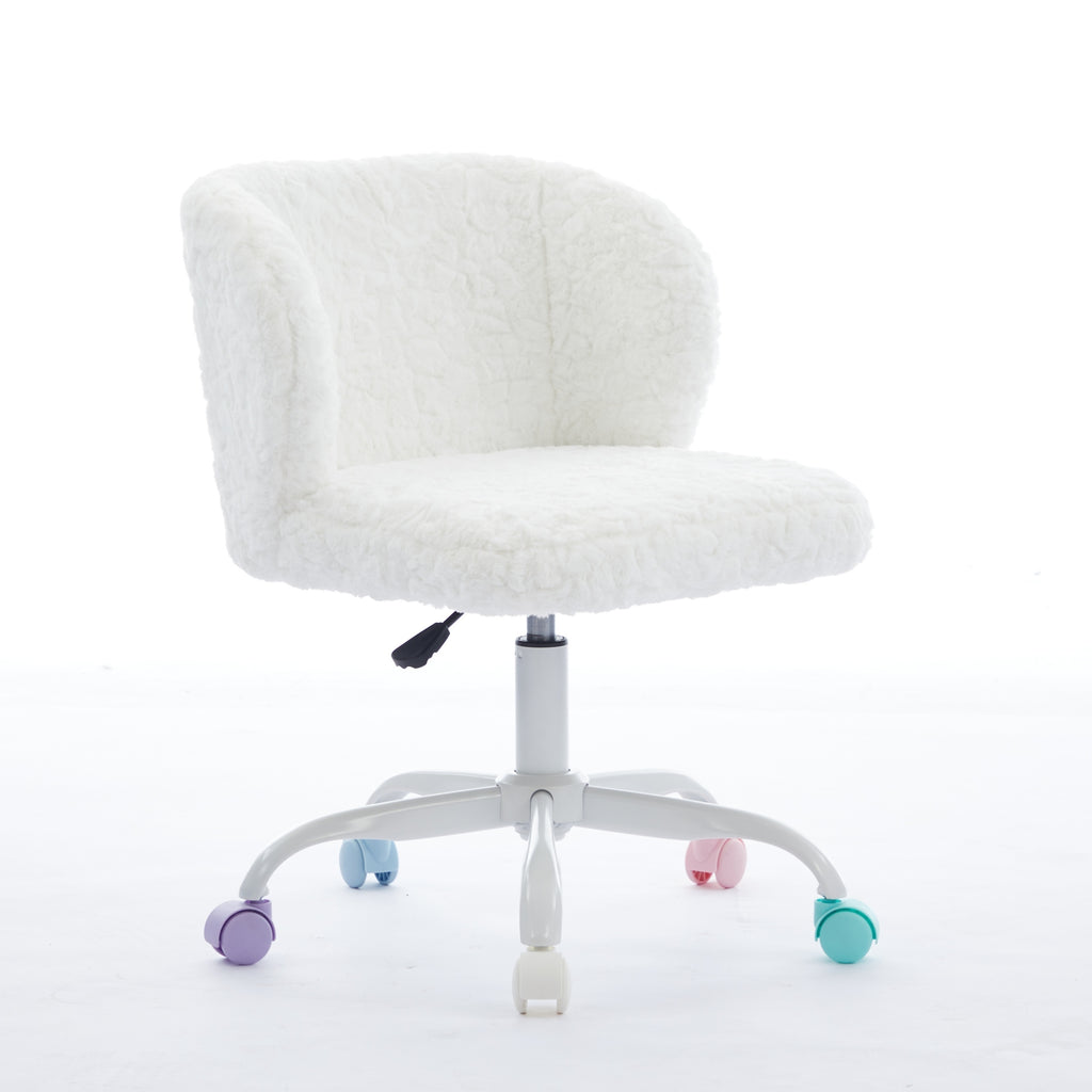 A&A Furniture Office Chair,Artificial rabbit hair Home Office Chair with Metal Base,Adjustable Desk Chair Swivel Office Chair