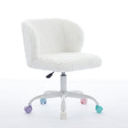 A&A Furniture Office Chair,Artificial rabbit hair Home Office Chair with Metal Base,Adjustable Desk Chair Swivel Office Chair