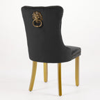 Mid-Century Modern Chairs with Lion Head Pull Ring,High-end Tufted Solid Wood Contemporary Velvet Upholstered Dining Chair with Golden Wooden Legs Nailhead Trim 2-Pcs Set,Black,SW1201BK - Grand Goldman Shop