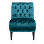 COOLMORE Modern Velvet Armless Accent Living Room Chair / Leisure Chair,Upholstered Fabric Button Comfortable Chair with Wooden Legs for Bedroom, Living Room, Office (Teal Velvet) - Grand Goldman Shop