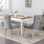 Nikki Collection Modern, High-end Tufted Solid Wood Contemporary Flax Upholstered Linen Dining Chair with Wood Legs Nailhead Trim 2-Pcs Set,Gray, SW6801GY - Grand Goldman Shop