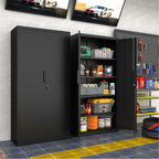 70-Inch Black 2-Door File Cabinet with Lock, 4 Adjustable Shelves, Heavy-Duty Steel Construction for Commercial and Home Offi
