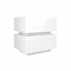 White Color High Glossy 2 Drawers Bedside Table with RGB Led Light Nightstand with Bluetooth Control - Grand Goldman Shop