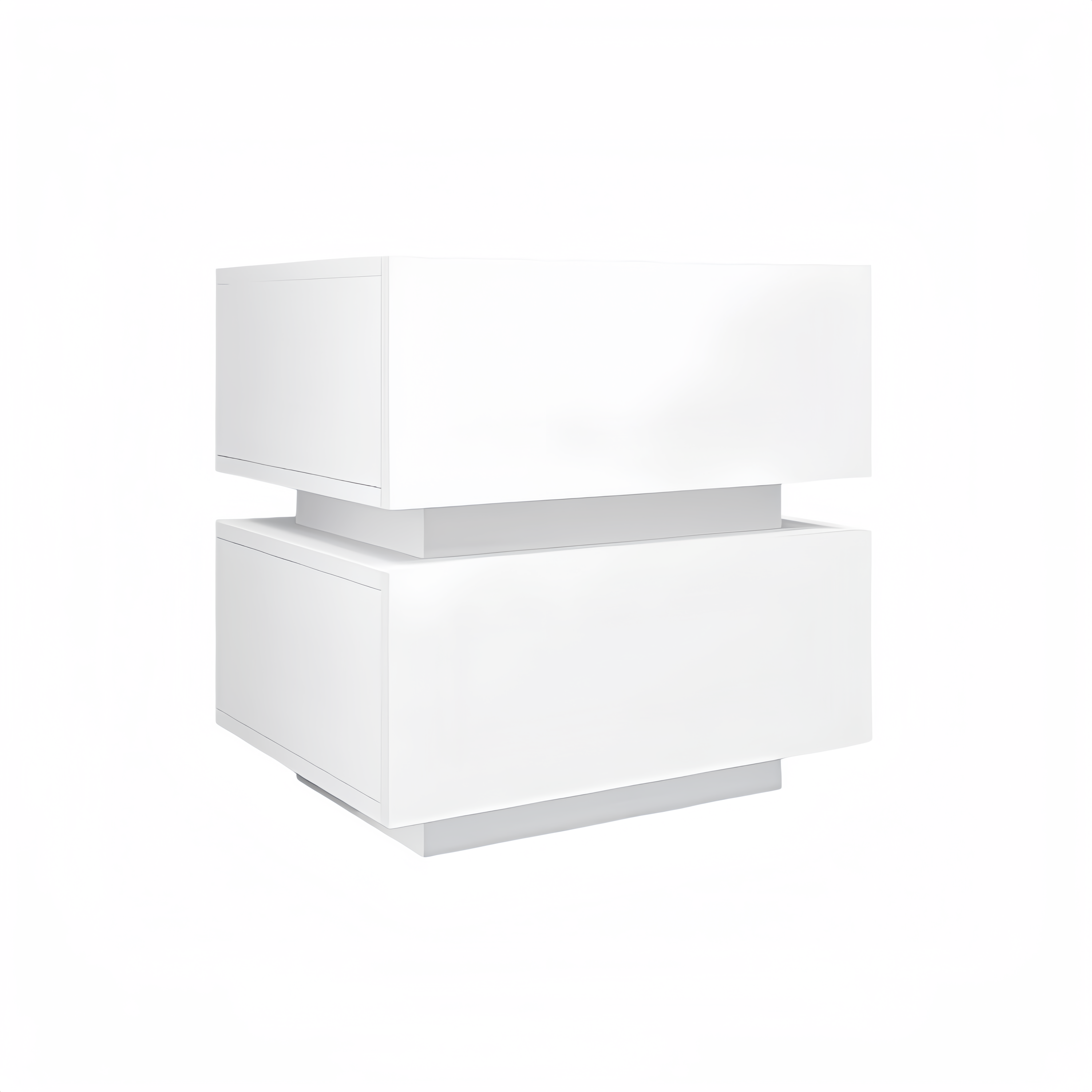 White Color High Glossy 2 Drawers Bedside Table with RGB Led Light Nightstand with Bluetooth Control - Grand Goldman Shop