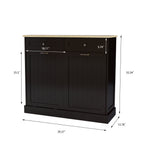 Two Drawers and Two-Compartment Tilt-Out Trash Cabinet Kitchen Trash Cabinet-Black - Grand Goldman Shop
