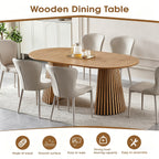 Wooden Dining Table, Flexible and Extendable, Multi-functional and Space-saving, Fashionable Oval Design and Slatted Table Legs, Tea Table or Office Desk, Beautiful and Practical - Grand Goldman Shop