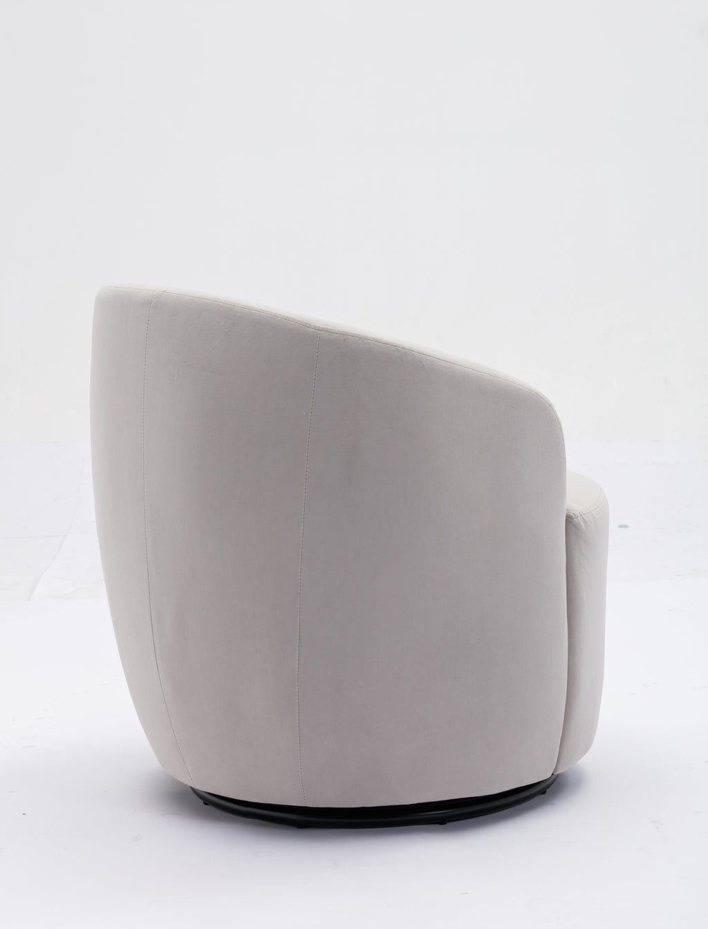 Velvet Fabric Swivel Accent Armchair Barrel Chair With Black Powder Coating Metal Ring,Gray - Grand Goldman Shop