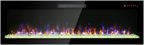 60 inch recessed ultra thin tempered glass front wall mounted electric fireplace with remote and multi color flame & emberbed, LED light heater - Grand Goldman Shop