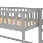 Twin Size Low Loft Bed with Ladder and Slide, Gray(OLD SKU:WF196418AAE) - Grand Goldman Shop