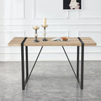 Rustic Industrial Rectangular Wood Dining Table For 4-6 Person, With 1.5' Thick Engineered Wood color Tabletop and Black Metal Legs,Desk For Kitchen Dining Living Room, 55.1' x 31.4'x 29.9'1529W115172 - Grand Goldman Shop