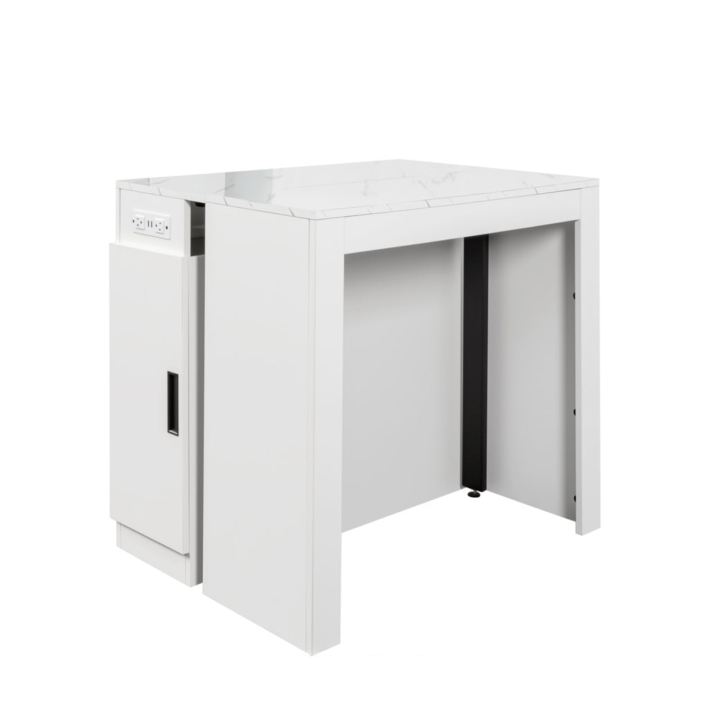 Modern Multifunctional Extendable Dining Table with Outlet, Space Saving Expanding Table with Storage for Party, Weddings, Meetings, Celebrations - Grand Goldman Shop