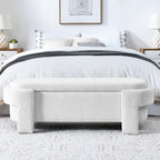 Linen Fabric Upholstered Bench with Large Storage Space for the Living Room, Entryway and Bedroom,White,( 51.5''x20.5''x17'' ) - Grand Goldman Shop
