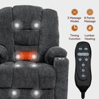 EMON'S Large Power Lift Recliner Chair with Massage and Heat for Elderly, Overstuffed Wide Recliners, Heavy Duty Motion Mechanism with USB and Type C Ports, 2 Steel Cup Holders, Gray - Grand Goldman Shop