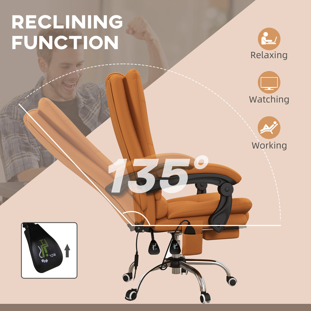 Vinsetto Executive Massage Office Chair with 4 Vibration and Heat, 3 Modes, PU Leather Swivel Chair with Adjustable Height, R