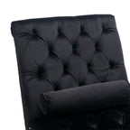 Velvet Chaise Lounge Indoor, Button-Tufted Upholstered Chair with Pillow, Black Velvet, 63.38x28.94x34.05 inches - Grand Goldman Shop