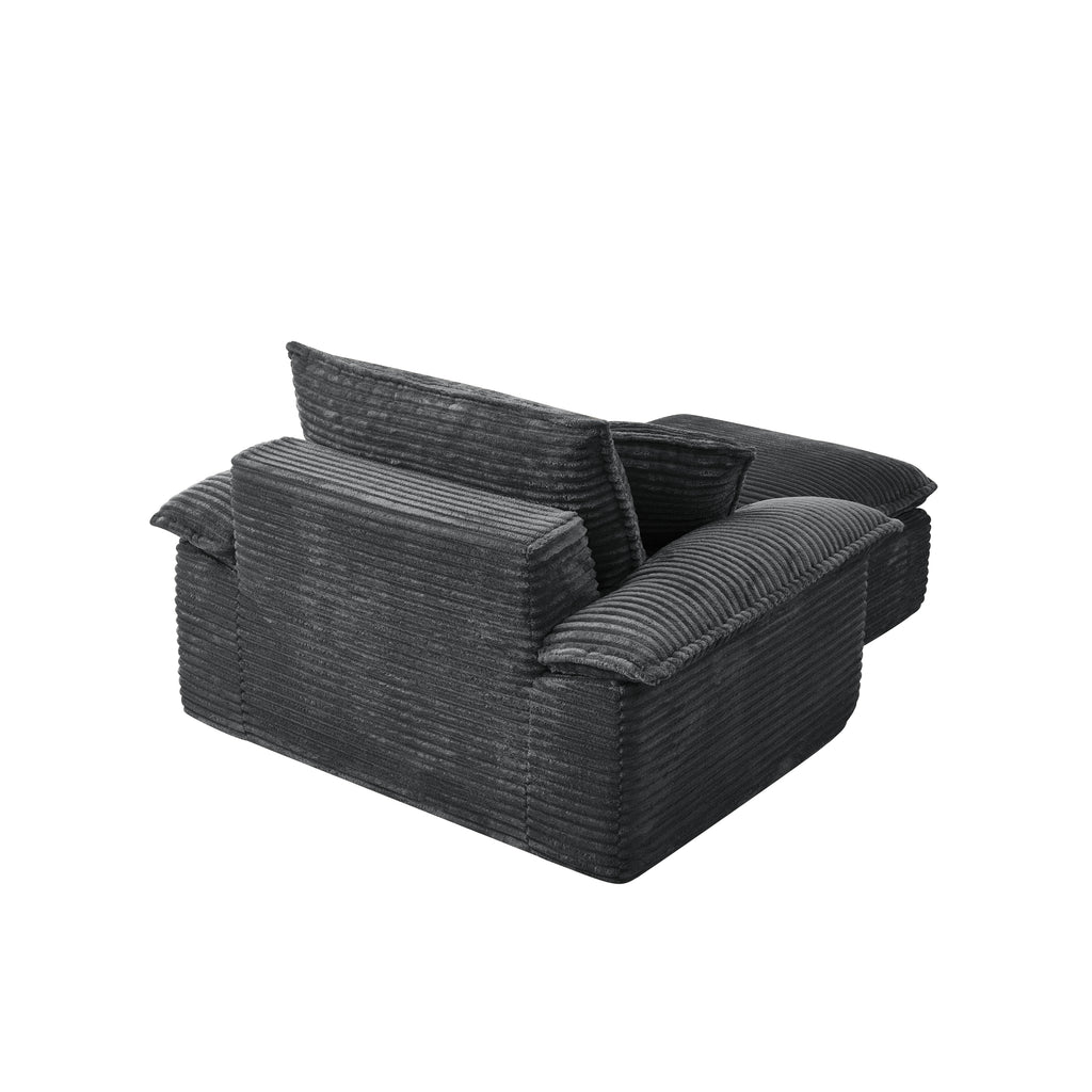 47' Oversized Sofa Chair and a Half with Deep Seat & Movable 2-Layer Ottoman Set, Cloud Sofa Bed with Chaise, 1-Seater Modular Sectional Sleeper Couch for Living Room, No Assembly Teddy-Fleece, Grey - Grand Goldman Shop