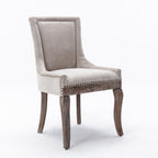 A&A Furniture Ultra Side Dining Chair with Thickened Fabric and Bronze Nail Head, Beige, Set of 2 - Grand Goldman Shop