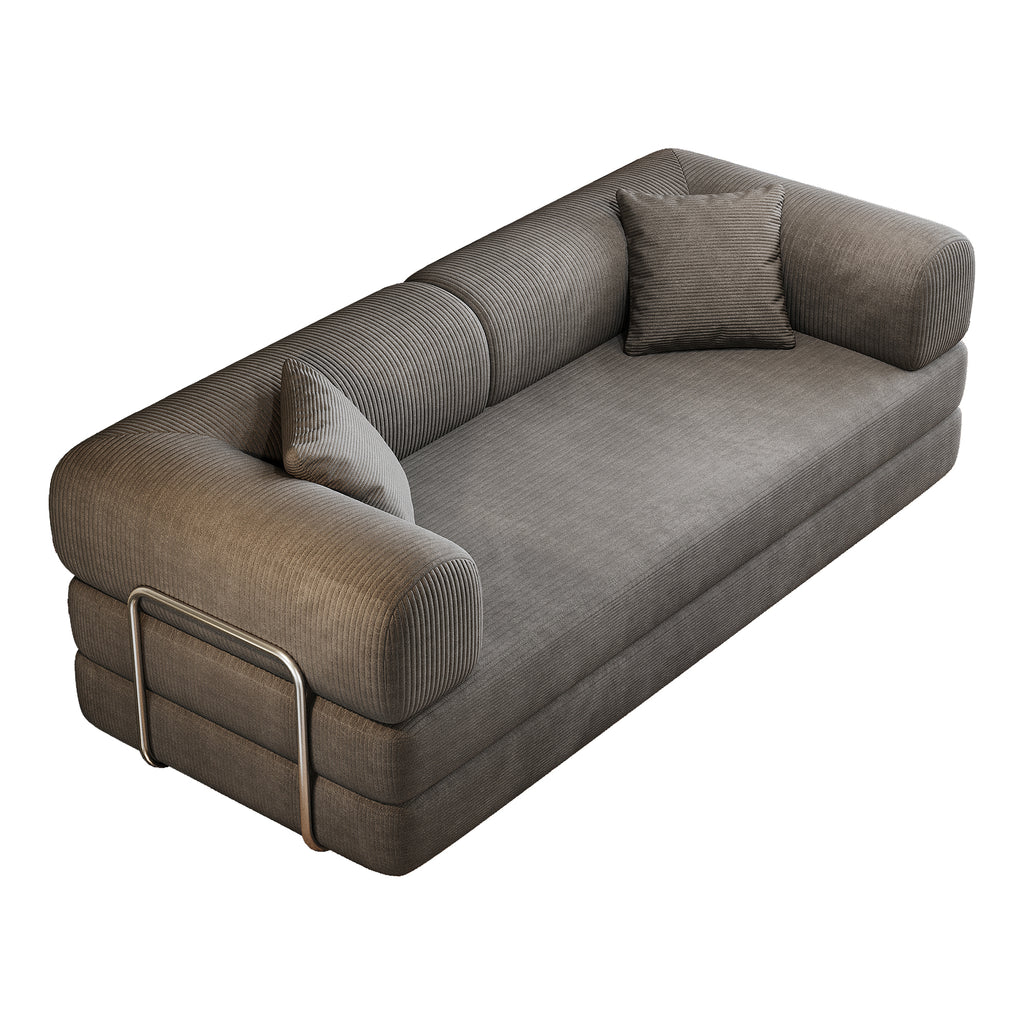 78.8' Compression Sofa,Convertible Floor Sofa Bed-with Pillow Back Support Armrest,Comfy Futon Couch Sleeper Bed,Loveseats Boneless Modular Sectional Sofa,Corduroy fabric,for Living Room,Bedroom,Grey - Grand Goldman Shop