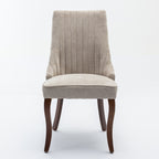 Rayon Cloth Flocking Linen Dining Chairs Channel Kitchen Dinner Chair Comfy Fabric Upholstered Accent Chair for Dining Room with Curved Solid Wood Legs,Set of 2 (Beige), SW1847BG - Grand Goldman Shop