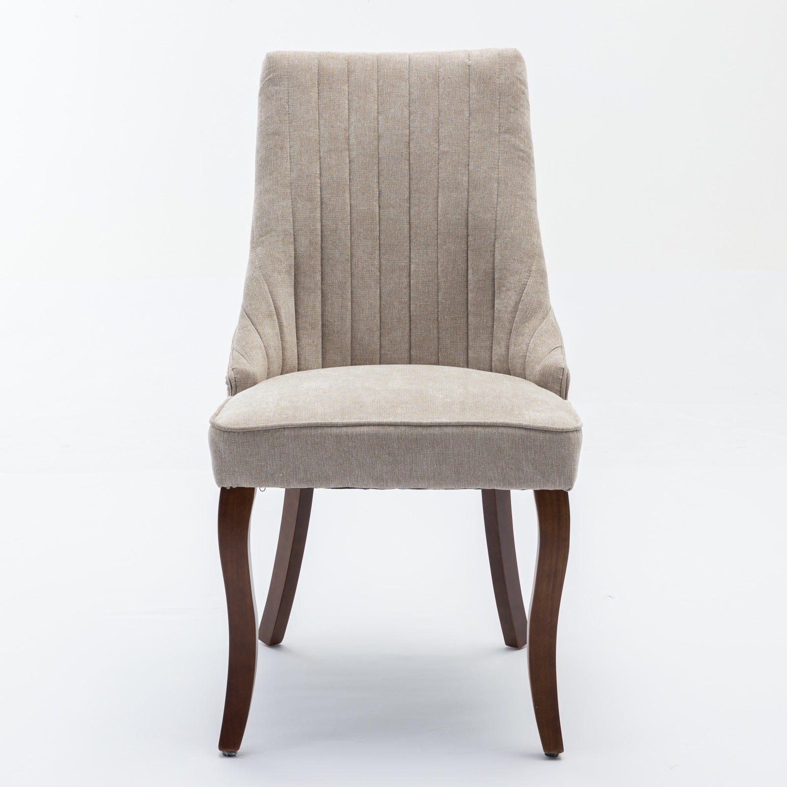 Rayon Cloth Flocking Linen Dining Chairs Channel Kitchen Dinner Chair Comfy Fabric Upholstered Accent Chair for Dining Room with Curved Solid Wood Legs,Set of 2 (Beige), SW1847BG - Grand Goldman Shop