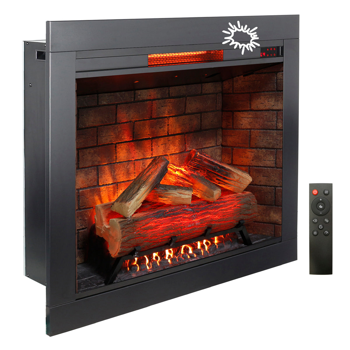 33 inch Infrared Electric Fireplace with Removable Trim kit Insert, Touch Panel Home Decor Heater, Smokeless Firebox With Fire Crackling Sound - Grand Goldman Shop