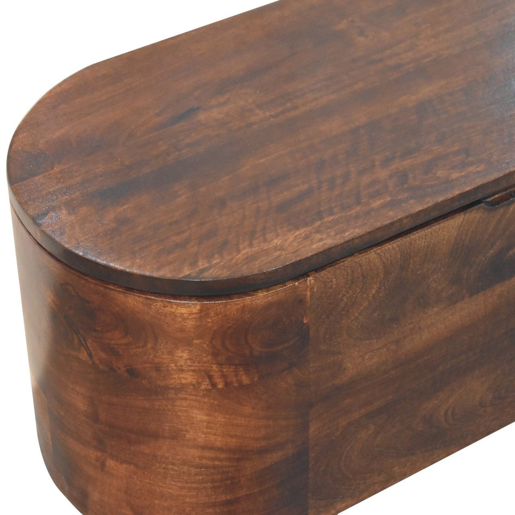 Solid Wood Curved California Walnut Blanket Box, Nordic Legs, Brown - Grand Goldman Shop