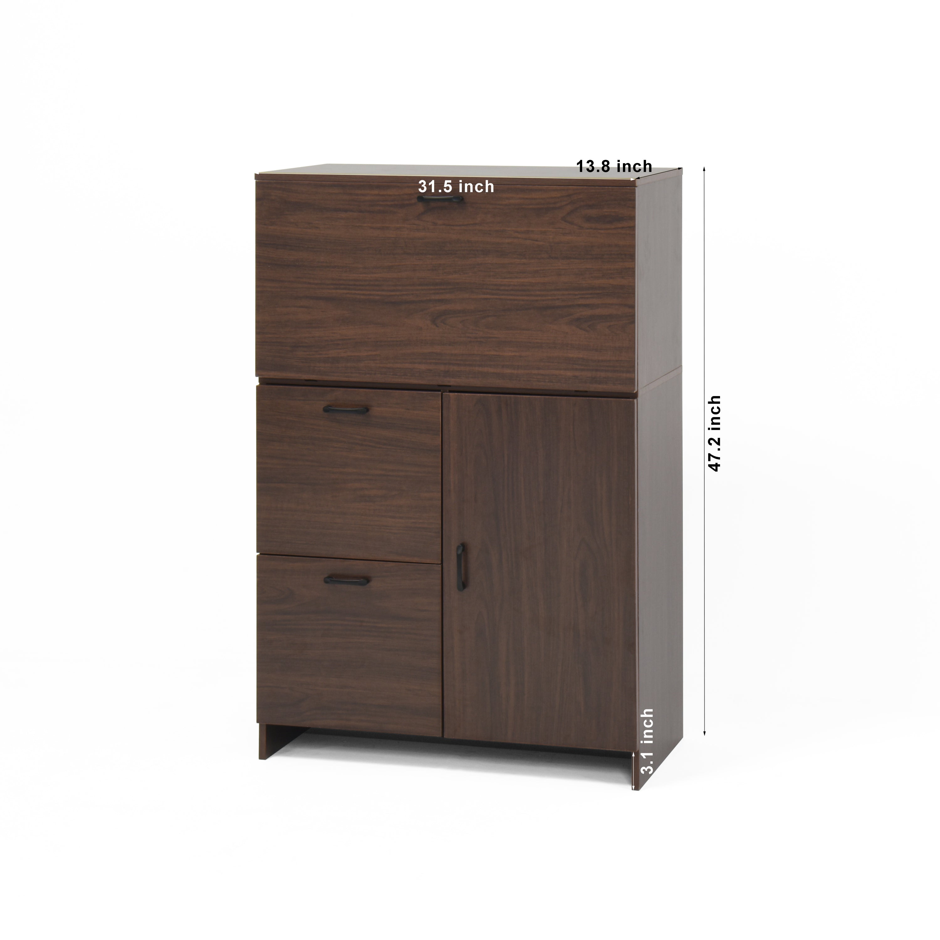 Desk Cabinet, with Storage Drawer & Shelves, Fold-up Desktop, Ideal for Home, Office, Kitchen storage organizer, Dormitory, Small Spaces W31.49'xD13.78'xH47.2' - Grand Goldman Shop