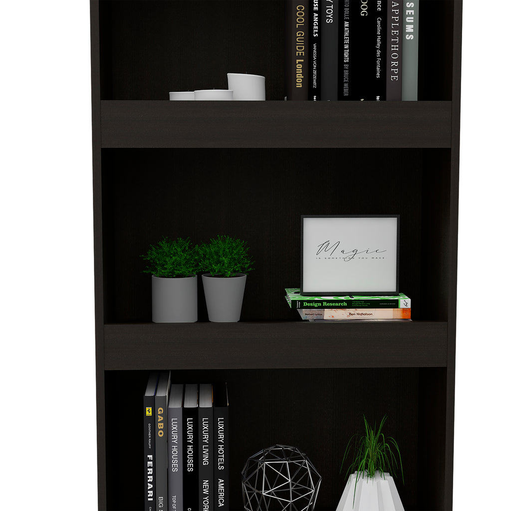 Bookcase, Three Shelves, Double Door Cabinet, Metal Hardware, Black | Premium Home Decor - Grand Goldman