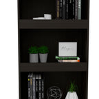 Bookcase, Three Shelves, Double Door Cabinet, Metal Hardware, Black | Premium Home Decor - Grand Goldman