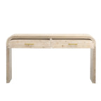TREXM Unique Retro Silhouette Console Table with Open Style, Two Top Drawers for Entrance, Dinning Room, Living Room (Natural Wood Wash) - Grand Goldman Shop