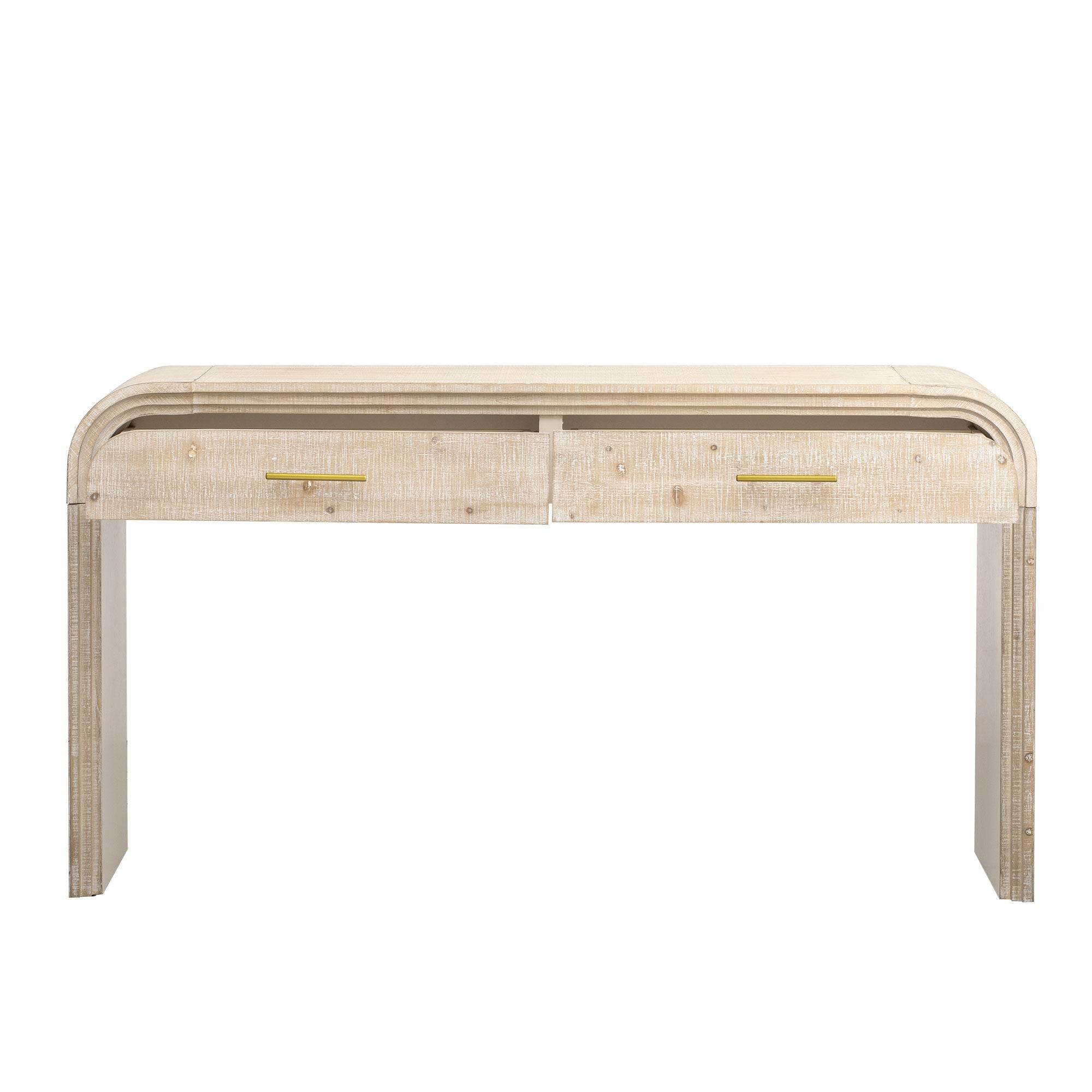 TREXM Unique Retro Silhouette Console Table with Open Style, Two Top Drawers for Entrance, Dinning Room, Living Room (Natural Wood Wash) - Grand Goldman Shop
