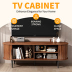 TV Stand, 55' Modern TV Console Table with Storage Compartment and Sliding Door, Gaming Entertainment Center with Cabinet for Living Room, Bedroom, Office (Walnut) - Grand Goldman Shop