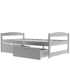 Gray Twin Size Platform Bed with Two Drawers, Pine Wood and MDF Construction - Grand Goldman Shop