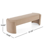 Elegant Simple Long Ottoman Bench in Light Camel with Wooden Frame and Polyester Upholstery, 61.25 x 19.75 x 19.25 inches - Grand Goldman Shop