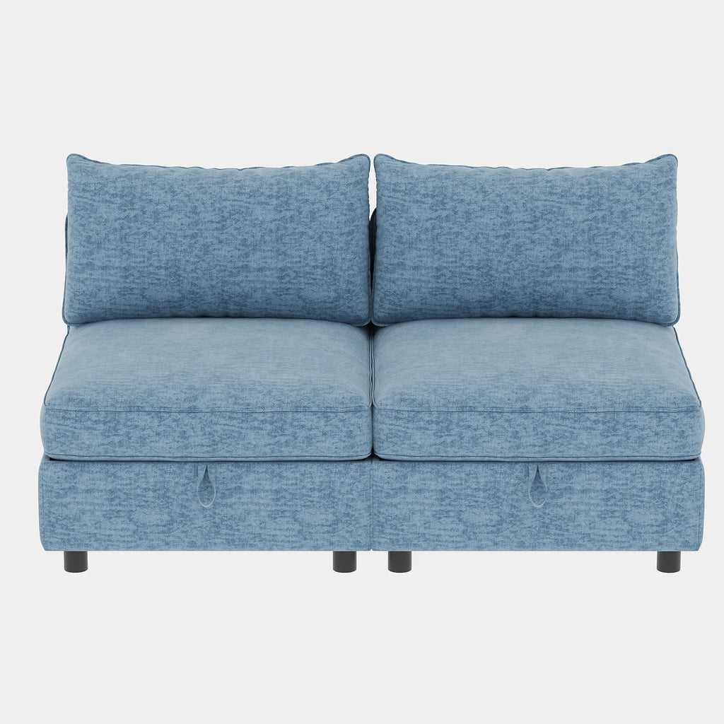 Armless Seat for Modular Sectional Sofa, Convertible Sofa Seat With Storage, Sleeper Sectional Sofa Set, Fabric Flexible Modular Combinations for Living Room(2PCS) - Grand Goldman Shop