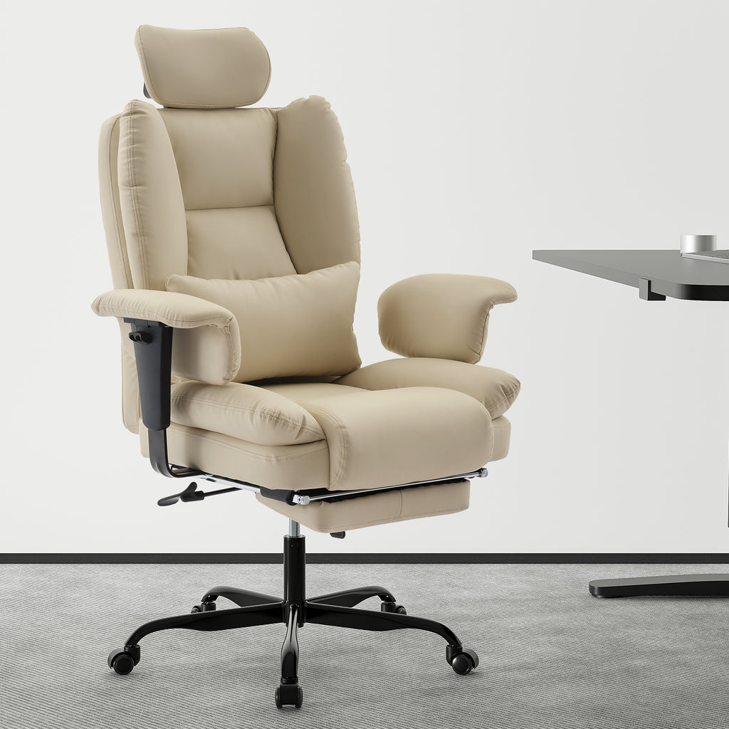 Office Chair Ergonomic 200 kg PU Leather Computer Chair with Lumbar Support and High Backrest, Ergonomic Desk Chair with Lift