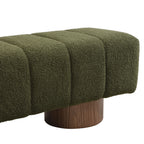 Upholstered Dining Bench for Dining Room, No-Assembly End of Bed Entryway Bench Ottoman for Bedroom Living Room, Green Boucle Fabric Stool Top Wood Leg 300 LBS Weight Capacity - Grand Goldman Shop