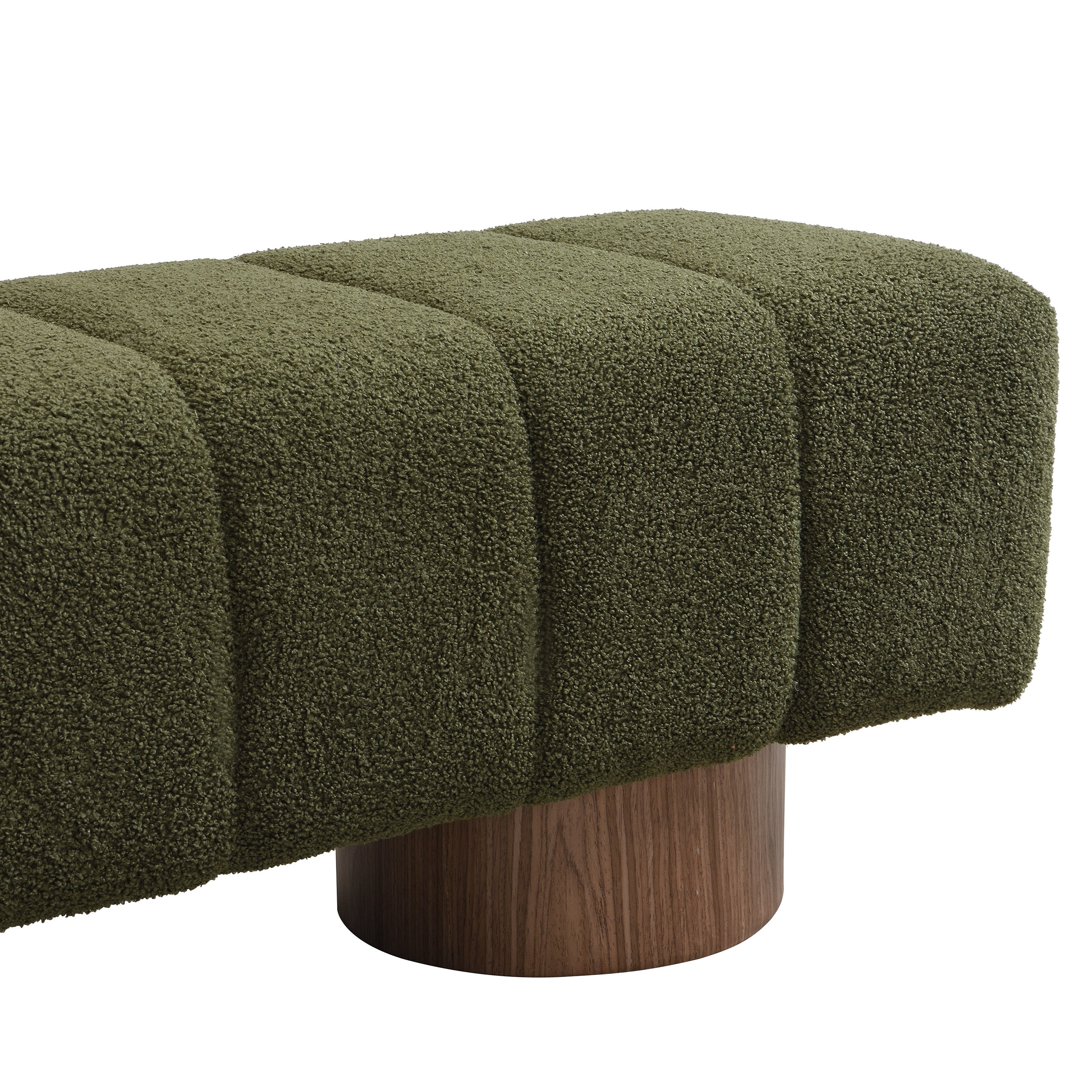 Upholstered Dining Bench for Dining Room, No-Assembly End of Bed Entryway Bench Ottoman for Bedroom Living Room, Green Boucle Fabric Stool Top Wood Leg 300 LBS Weight Capacity - Grand Goldman Shop