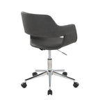 Contemporary Task Chair in Chrome Metal and Grey Faux Leather - Grand Goldman