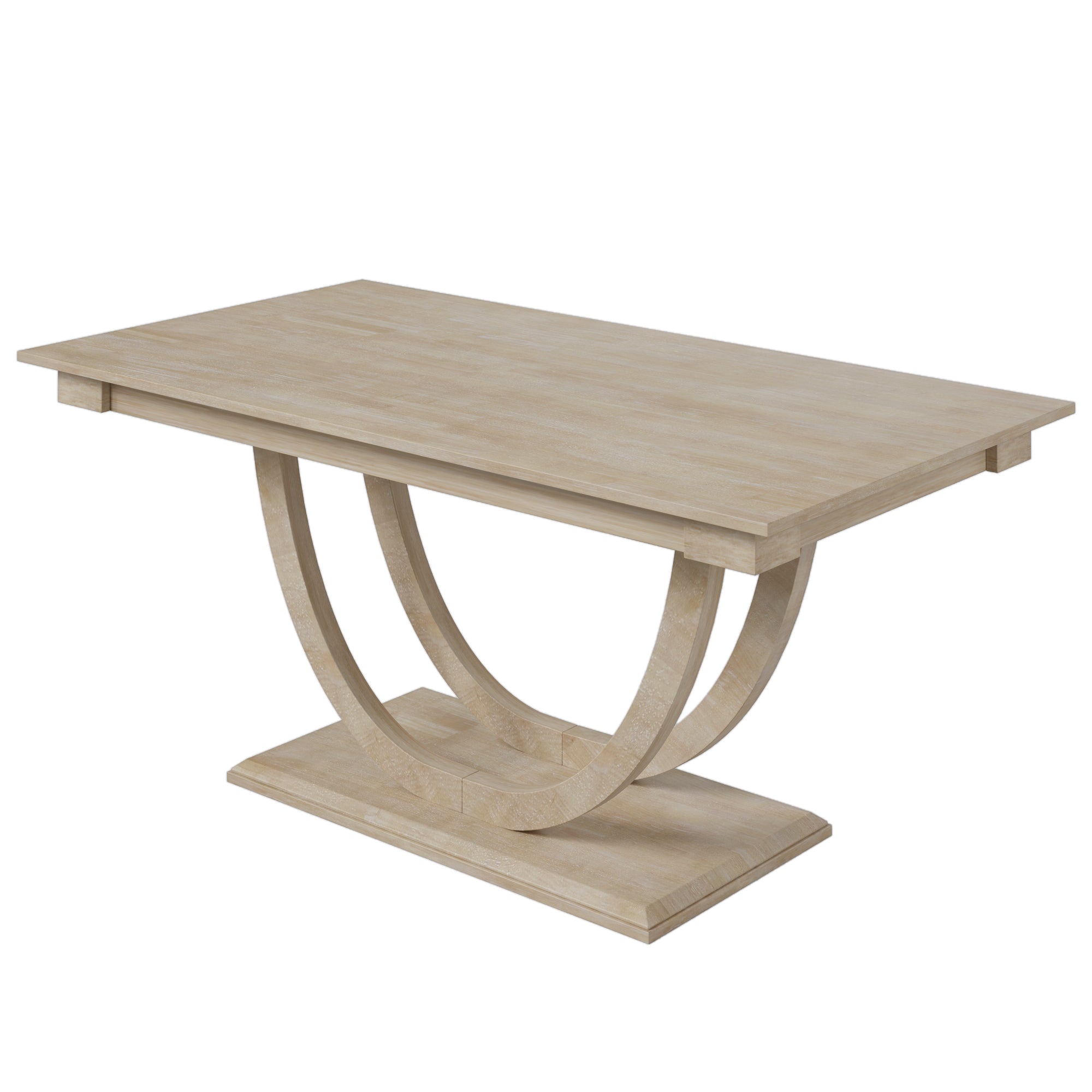 TOPMAX Modern Style Natural Wood 6-Piece Dining Table Set with Bench and Chairs, Upholstered Seats, Rubberwood Frame - Grand Goldman Shop