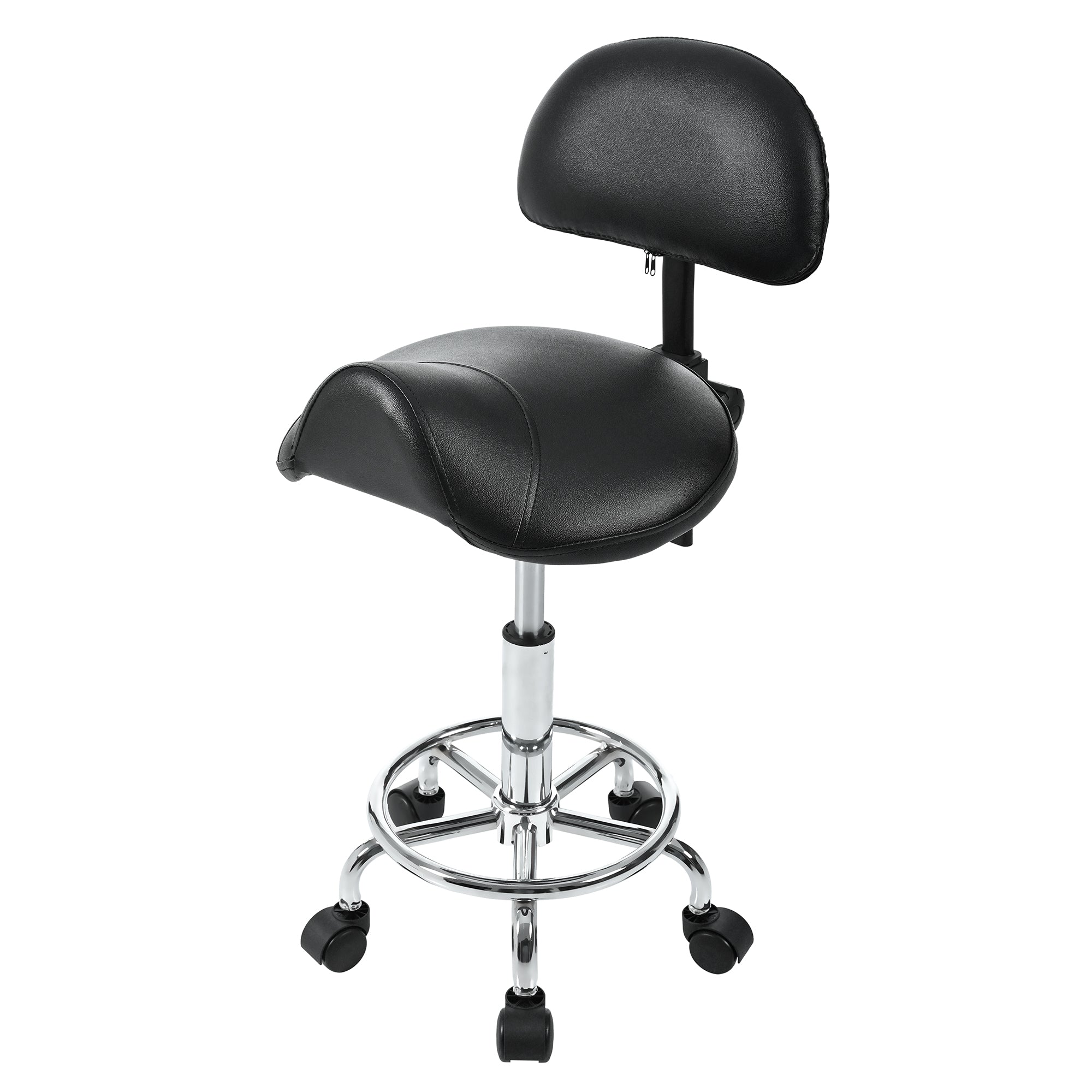 Saddle Stool with Back Support, Rolling Stools with Foot Rest, Ergonomic Adjustable Stool with Wheels, Backrest Adjustable Height & Angle for Salon Spa Tattoo Massage Swivel Stool Chair.(N753P243053B) - Grand Goldman Shop