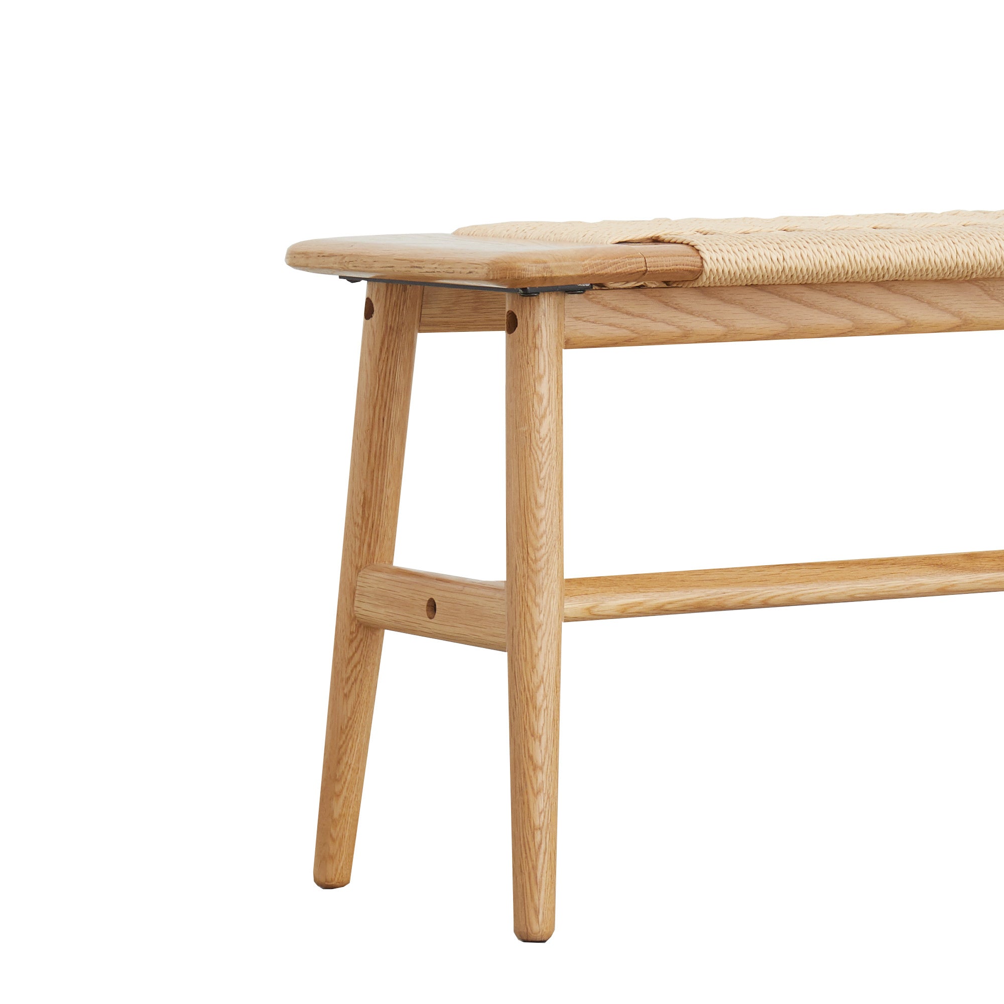 Woven Design Natural Oak Wood Dining Bench with Handwoven Cane Seat for Versatile Home Use - Grand Goldman Shop