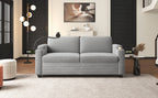 Corduroy Sleeper Sofa Loveseat with Full Size Mattress, USB Ports, Cup Holders, Side Pockets, and Phone Holder, Grey - Grand Goldman Shop