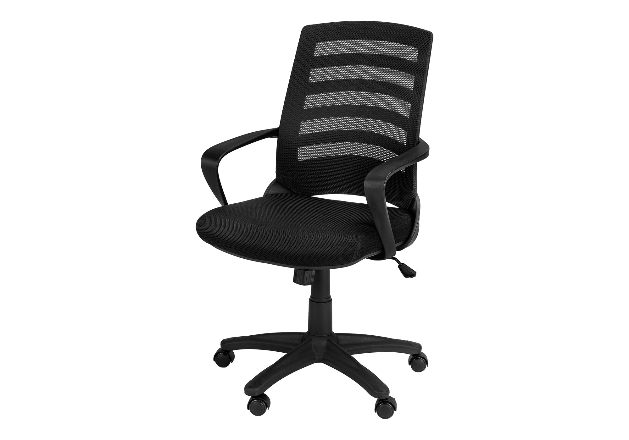 Office Chair, Adjustable Height, Swivel, Ergonomic, Armrests, Computer Desk, Work, Black Mesh, Black Metal, Contemporary, Mod