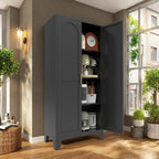 61'' 2 Shapely Doors Cabinet, Metal Storage Cabinet with Doors and Adjustable Shelves, for Bedroom, Living Room(Black) - Grand Goldman Shop