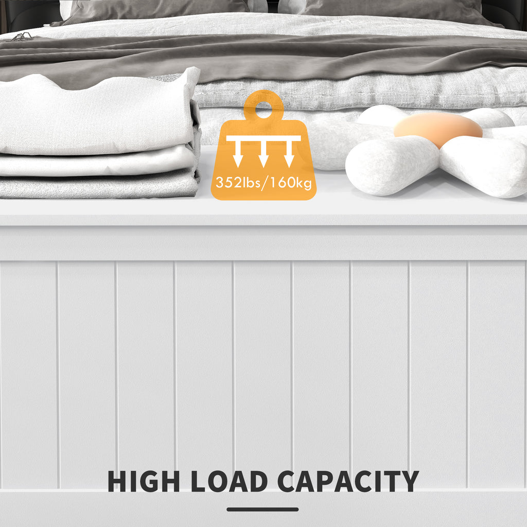 HOMCOM 39.4' Storage Chest w/ 2 Safety Hinges, Wooden Box, White - Grand Goldman Shop