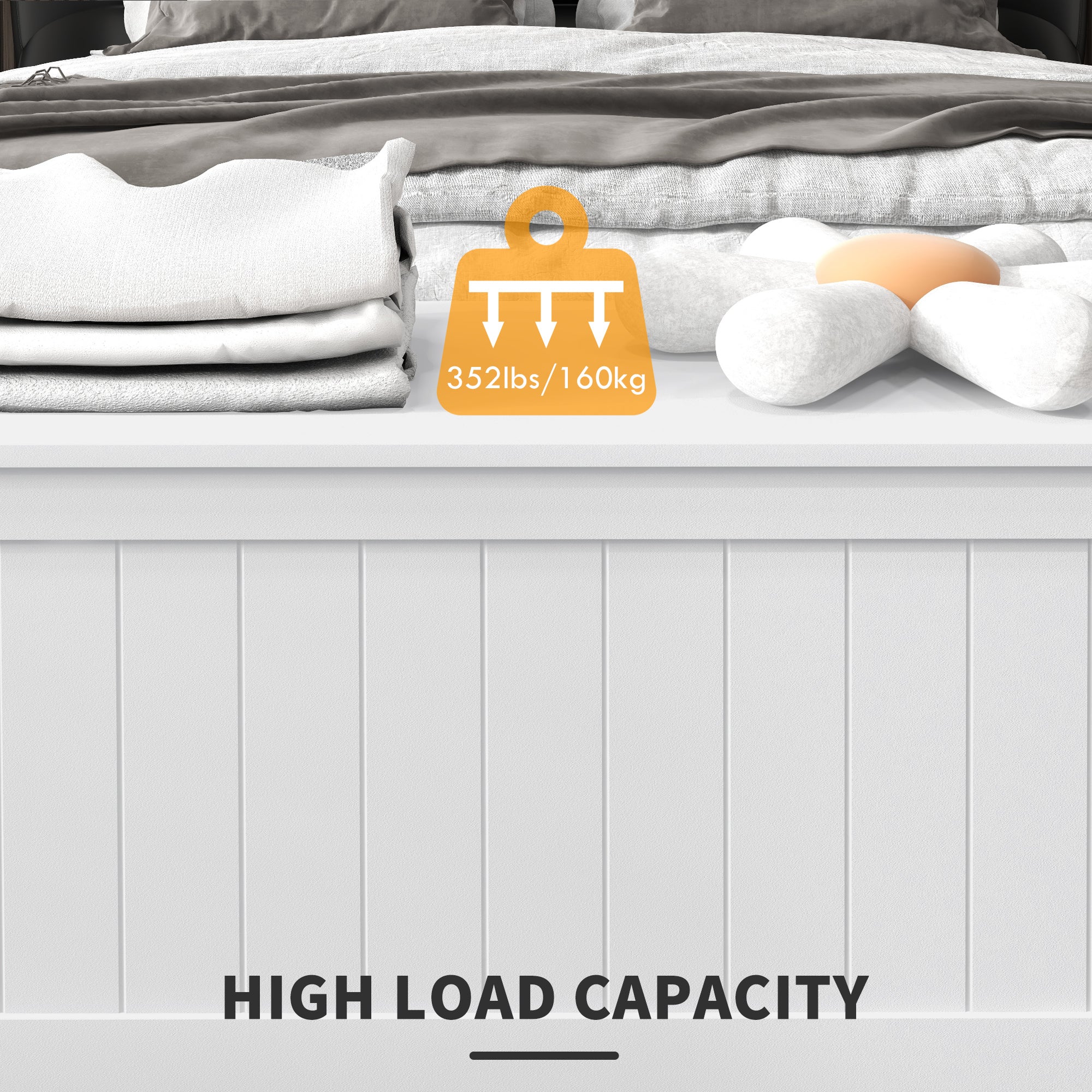 HOMCOM 39.4' Storage Chest w/ 2 Safety Hinges, Wooden Box, White - Grand Goldman Shop